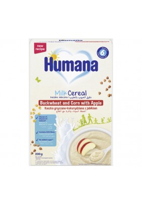 Каша молочная гречнево-кукурузная с яблоком Humana 200г 960303