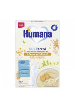 Каша молочна 5 злаків з печивом Humana 200г 603016