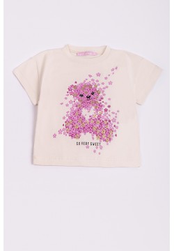Футболка "Ведмедик" дівчинка First kids 11212F св.бежевий
