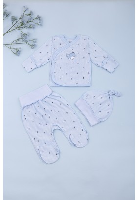 Комплект для новонародженого (льоля+повзунки+шапочка) 56-62 Фламинго 445-021 -блакитний