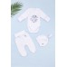 Комплект для новонароджених (боді+ползунки+шапка) 56 Фламинго 433-069 -білий