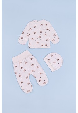 Комплект для новорожденного (распашонка+ползуны+шапка) 56 Фламинго 605-083 -молочный