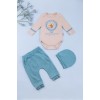 Комплект для новонародженого (боді довг.рук+штани+шапка) 3-6 Miniworld 16473 -м\'ятний