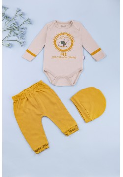 Комплект для новонародженого (боді довг.рук+штани+шапка) 3-6 Miniworld 16473 -жовтий
