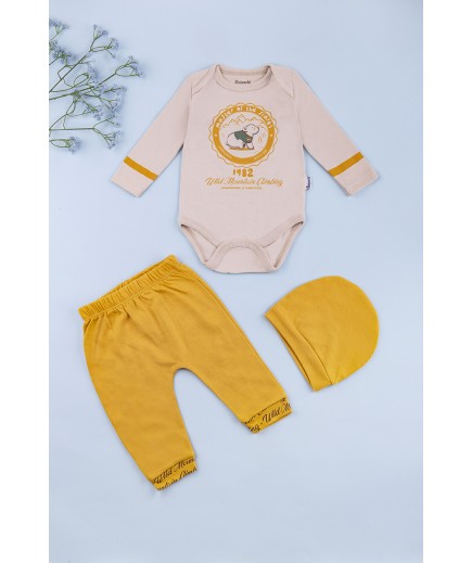 Комплект для новонародженого (боді довг.рук+штани+шапка) 3-6 Miniworld 16473 -жовтий
