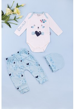 Комплект для новонародженого (боді довг.рук+штани+шапка) 3-6 Miniworld 16325 -блакитний