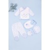 Комплект для новорожденного (кофта+ползунки+шапка+рукавички+слюнявчик) 56-62 ТО 6200-молочный