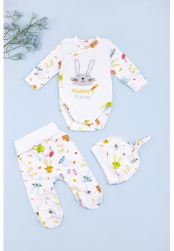Комплект для новонароджених (боді+повзунки+шапочка) 56 Фламинго 433-222 - різнобарвний