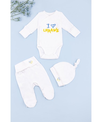 Комплект для новонароджених (боді+ползунки+шапка) 50 Фламинго 433-039 - молочний