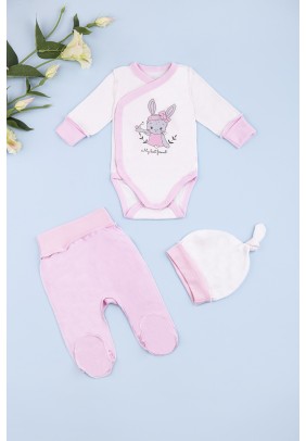 Комплект для новонароджених (боді+повзунки+шапочка) 50-62 Фламинго 433-071 - молочний