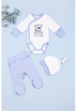 Комплект для новорожденного (боди+ползуны+шапочка) 50-62 Фламинго 433-071 - молочный