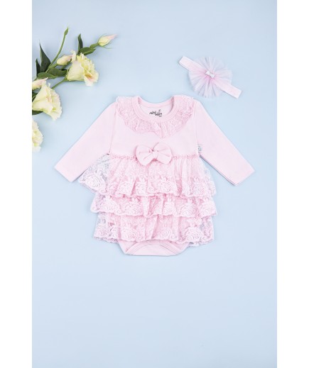 Боді-плаття+пов\'язка для новонароджених 0-12 Mini born 2051 -рожевий