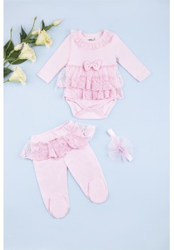 Комплект для новонародженного (боді+повзунки) 0-6 Mini born 7027 -рожевий