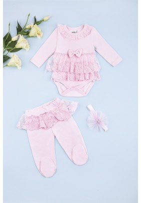 Комплект для новонародженного (боді+повзунки) 0-6 Mini born 7027 -рожевий - 