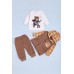 Комплект (футболка довг.рук.+кофта+штаныи  6-18 JNF Dar2023308 -коричневий