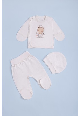 Комплект для новонародженого (льоля+повзунки+шапка) 56-62 Фламинго 605-016-молочний - 