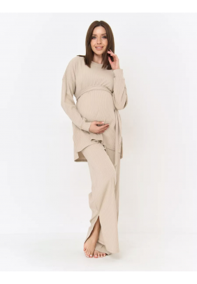 Костюм для вагітних (кофта+штани) S-L Dizhimama DJM-0233 -бежевий