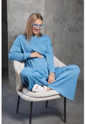 Костюм для вагітних (кофта+штани) S-М Dizhimama DJM-0233 -блакитний - 