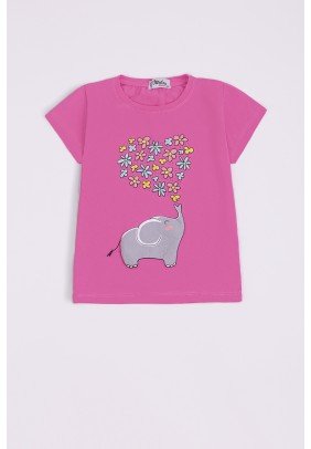 Футболка "Слон з квітами" дівчинка ТО WNG10478.1 рожевий - 