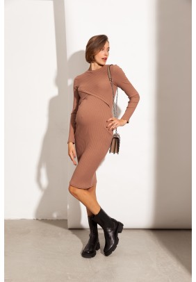 Платье для беременных и кормления XS-L Юла мама Lily new DR-31.011 -коричневый
