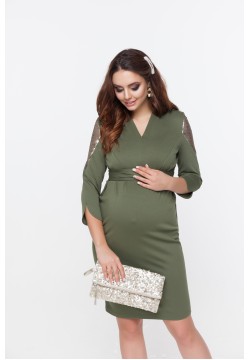 Платье для беременных и кормления XS-XL Юла мама MIRELLA DR-49.221 -зеленый