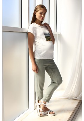 Штани для вагітних  S-XL Юла мама MIRO TR-22.021 -зелений