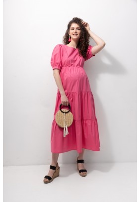 Платье для беременных и кормления S-L Юла мама PARIS DR-22.132 -розовый-Малиновый - 