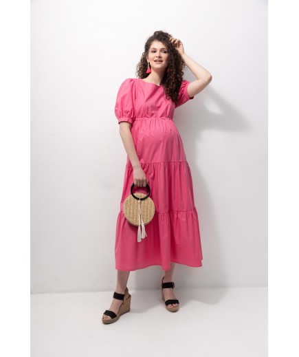 Платье для беременных и кормления S-L Юла мама PARIS DR-22.132 -розовый-Малиновый