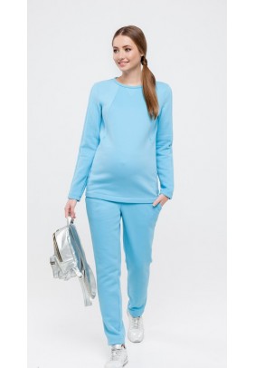Костюм спортивний утеплений для вагітних і годуючих (толстовка+штани) XS-XL Darina мама Halle ST-49.072 -блакитний