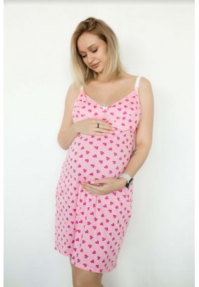 Ночная рубашка для беременных и кормления XS-XL Мамин Дом BABY 24124-Розовый