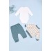 Комплект дитячий (боді+штани+кофта) Pakel 0-9 TO AVK0163 - зелений фото 2