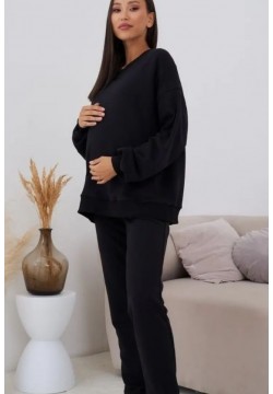 Костюм для беременных  (толстовка+штаны) 44-48 Мамин Дом GHY-217 -черный