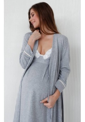 Халат для вагітних та годуючих XS-XL Мамин Дом La Rose 25314- Сірий меланж 
