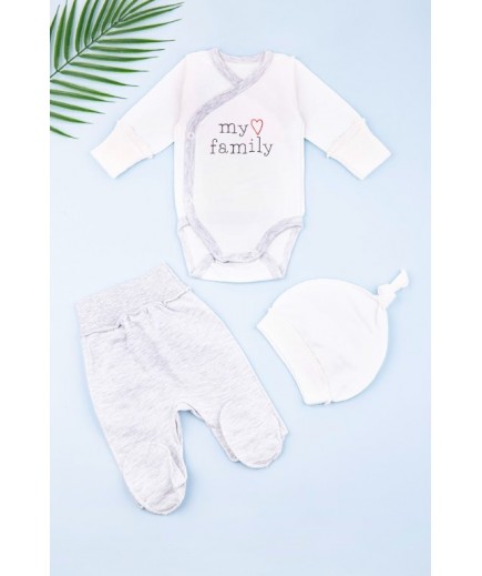 Комплект для новонароджених (боді+повзунки+шапка) 50-62 Фламинго 433-016-молочний+сірий