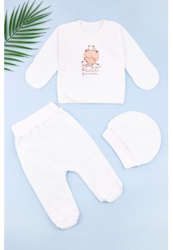 Комплект для новорожденных (боди+ползунки+шапка) 56-62 Фламинго 433-016-молочный