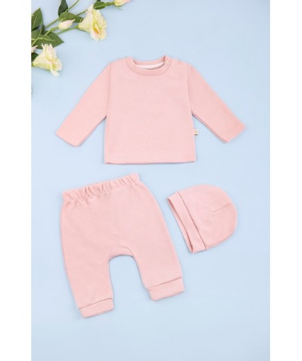 Комплект для новонароджених (кофта+штани+шапка) 56-74 TO 226143 -рожевий