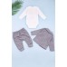 Комплект дитячий (боді довг.рук+штани+кофтина) 0-9 Pakel 0079 -сірий
