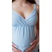 Нiчна сорочка  для вагітних та годування S-XL Юла мама VIOLA NW-1.10.6 -блакитний