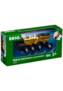 Могутній золотий локомотив на батарейках для залізниці BRIO 33630