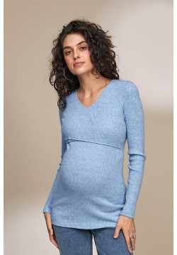 Джемпер для беременных и кормления S-XL Юла мама HELEN BL-33.012 -голубой