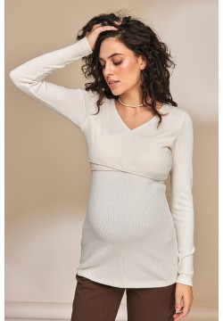 Джемпер для беременных и кормления S-XL Юла мама HELEN BL-33.013 -молочный