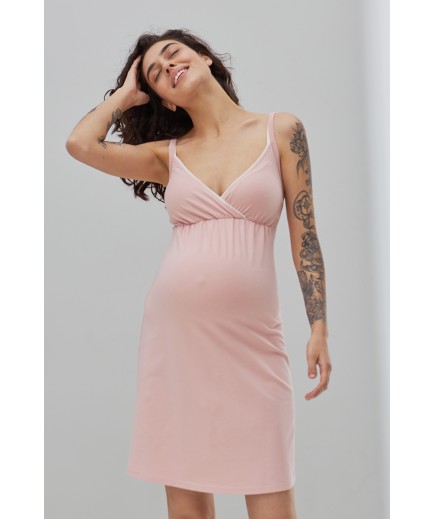 Нiчна сорочка  для вагітних та годування S-XL Юла мама VIOLA NW-1.10.7 -рожевий