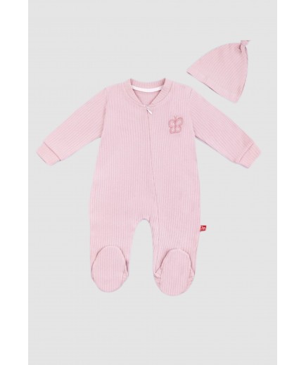 Комбінезон для дітей+шапка 6-18 Murat baby 7081-рожевий Комбінезон для дітей+шапка 6-18 Murat baby 7081-рожевий