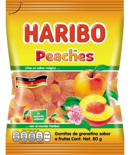 Цукерки желейні неглазуровані зі смаком персика Haribo 80г AT38087U