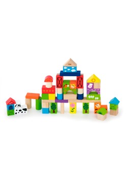 Кубики деревянные Viga Toys Ферма 50шт 50285