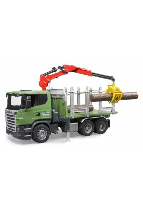 Лесовоз Scania с краном и брёвнами Bruder 03524 - 