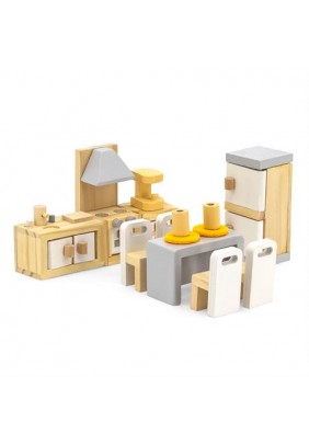 Меблі для ляльок дерев'яні Viga Toys Кухня та їдальня 44038 - 