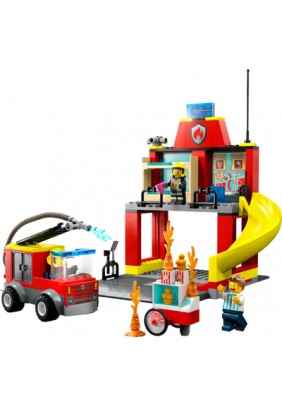 Конструктор Lego City Пожежне депо та пожежна машина 153дет 60375 - 