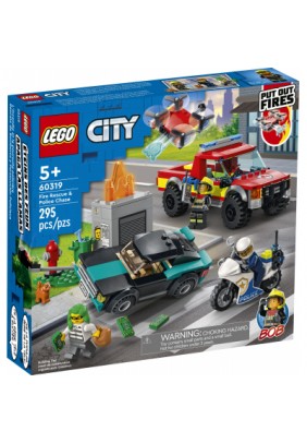 Конструктор Lego City Пожежна рятувальна служба і поліцейське переслідування 295дет 60319