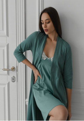 Халат для вагітних та годування XS-XL Мамин Дім Rosemary 25310-Зелений - 